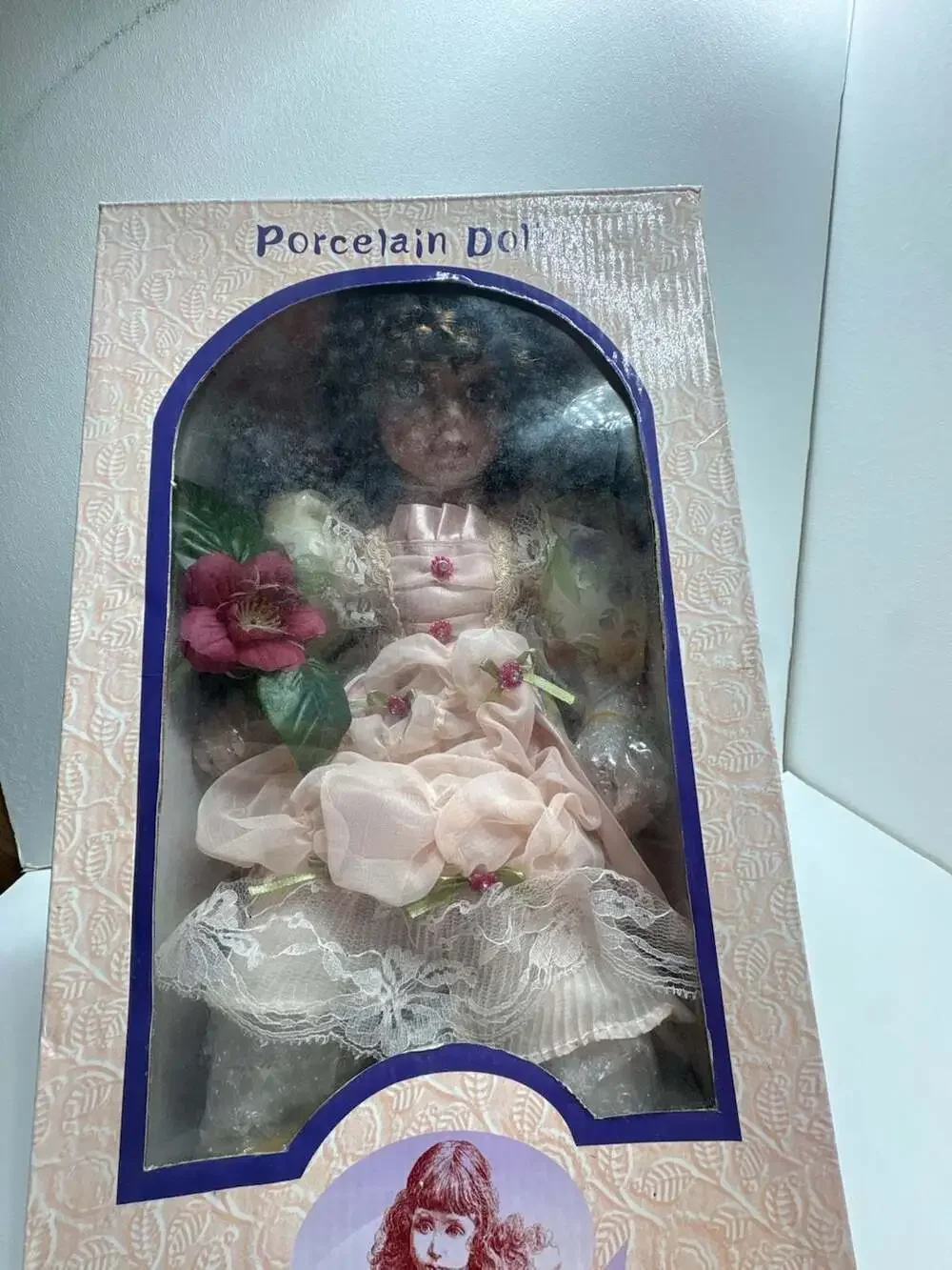 Goldenvale Collection Porcelain Doll in Pink Dress with Flower